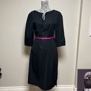 Judith & Charles black v neck cotton lightweight sheath dress 3/4 sleeves